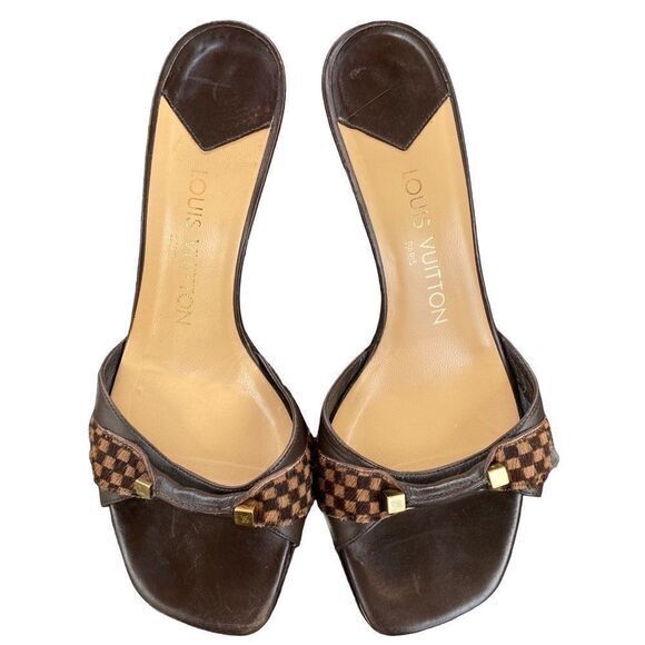 Louis Vuitton Shoes - Louis Vuitton Brown and Tan Sandal with Authentication Certificate Size 37.5